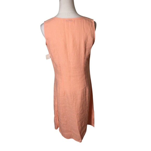 Russ Berens Dress Women's Size XS Orange Linen Pleated Button Up Sleeveless - Picture 2 of 6